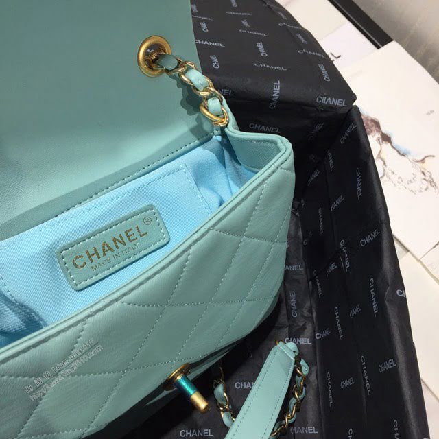 Chanel女包 AS1357 Chanel2020新款圓環手柄方胖子口蓋包 菱格羊皮鏈條手提包  djc3952